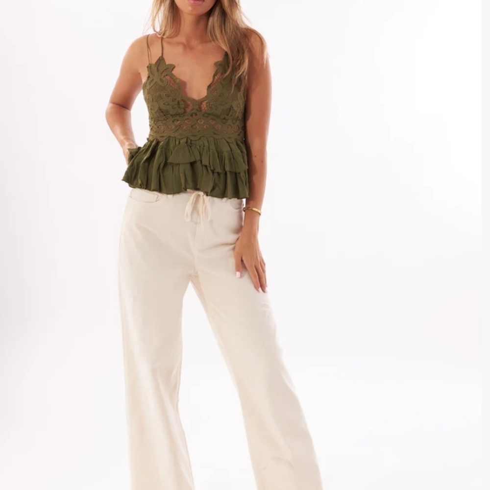 Free People Womens Adella Cami In Olive Sparrow S NWT - Picture 1 of 8